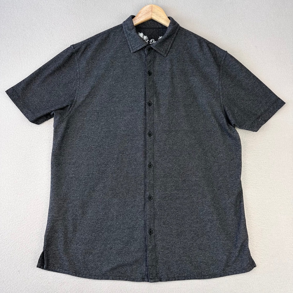 Desert Dunes Shirt Mens Large Charcoal Short Sleeve Button Up Thick Preppy‎ Work